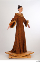  Photos Woman in Historical Dress 34 15th century Historical clothing a poses brown dress whole body 0008.jpg
